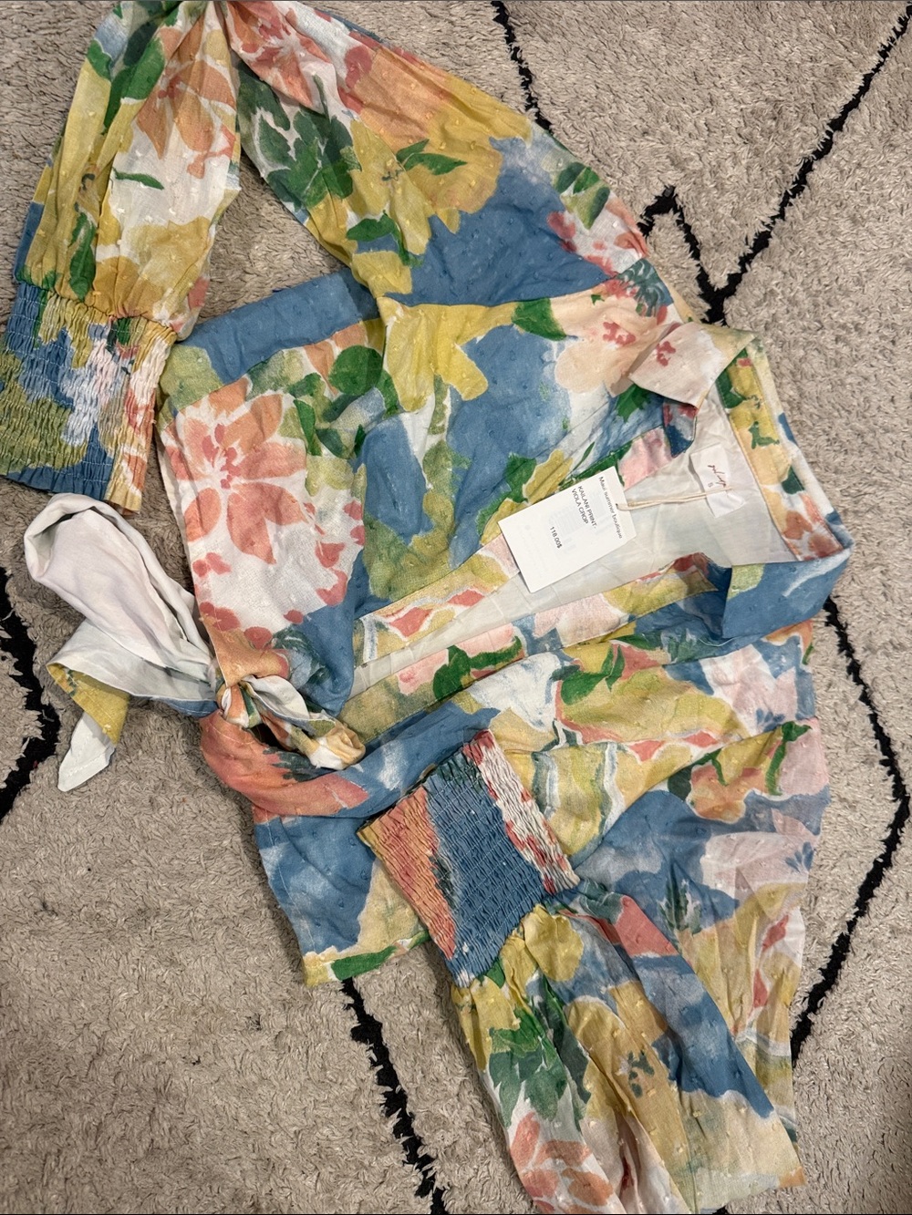 free people girl and the sun kalani maui top s Floral Tie-Front Blouse in Blue